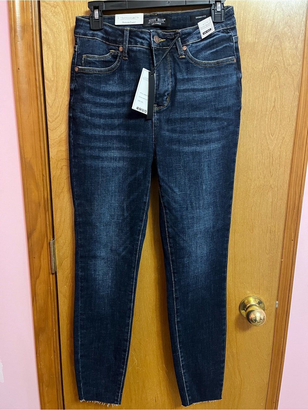 Judy Blue Women's Dark Indigo High-Rise Skinny Jeans with Faded Whiskering